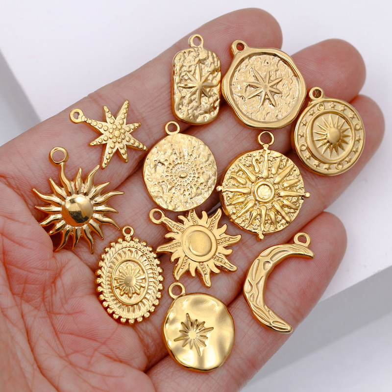 3 buc/lot din oțel inoxidabil turnat Sunburst Sun Moon Star Charms Pandantiv pentru DIY Colier Brățară Cercei Accesorii de bijuterii