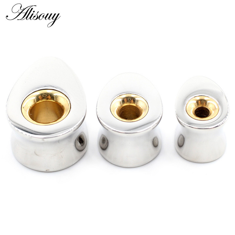 Alisouy 1db 8-25mm rozsdamentes acél üreges vízcsepp fülcsatornák dugók tágítók hordágy mérő fülbevalók piercing test ékszerek