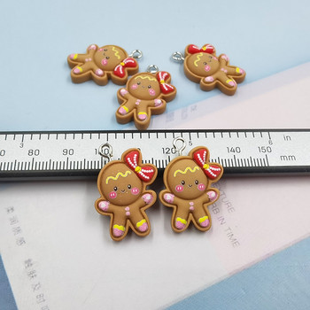 10 τμχ Kawaii Christmas Gingerbread Man Girl Σκουλαρίκια Γούρια Χαριτωμένα μπρελόκ Κολιέ Κρεμαστό αξεσουάρ Diy Jewelry Make C1086