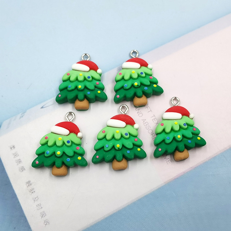 10 buc. Breloc pentru brad de Crăciun, pălărie roșie, rășină Kawaii, pentru cercei, brățară, breloc, bricolaj, bijuterii pentru copii, C1086