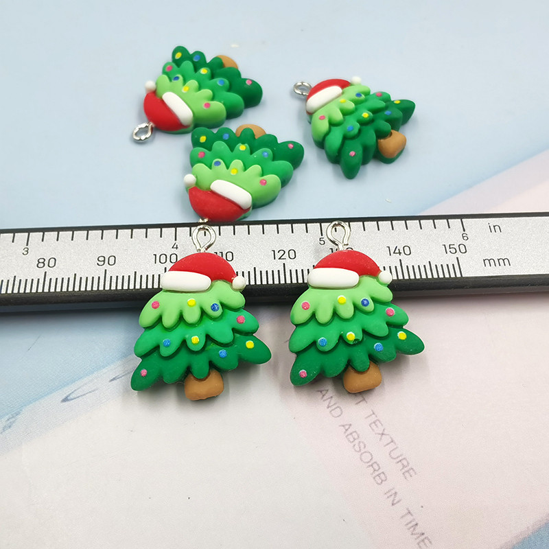 10 buc. Breloc pentru brad de Crăciun, pălărie roșie, rășină Kawaii, pentru cercei, brățară, breloc, bricolaj, bijuterii pentru copii, C1086