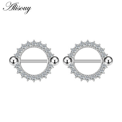 Alisouy 2 buc. Aripă de fluture Gecko Zirconiu Cristal din oțel inoxidabil Sexy Femei Inel pentru mamelon Scut Barbell Piercing Bijuterii pentru corp