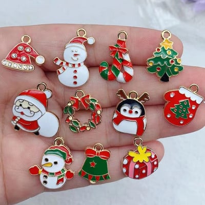 10 buc. Serii de Crăciun colorate, amestecate, smalțuri, pandantiv mic, Cadouri de Crăciun, pentru realizarea de bijuterii manuală