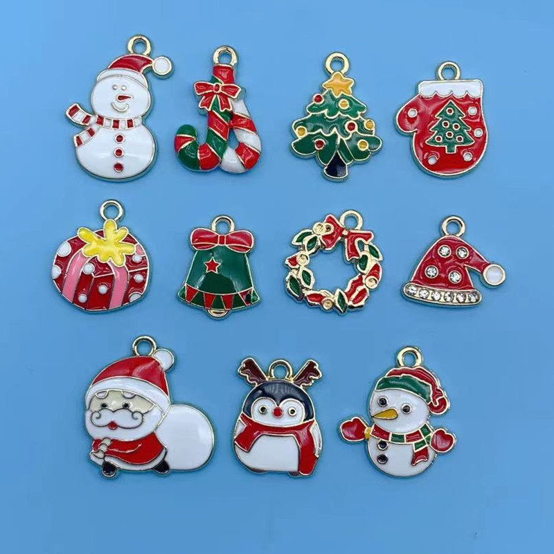 10 buc. Serii de Crăciun colorate, amestecate, smalțuri, pandantiv mic, Cadouri de Crăciun, pentru realizarea de bijuterii manuală