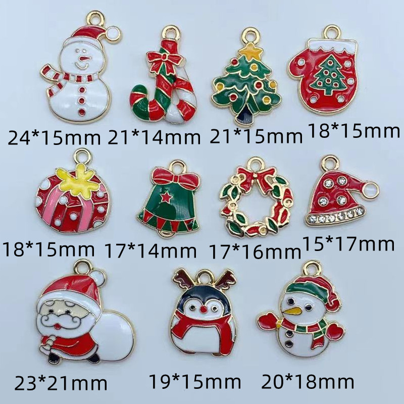 10 buc. Serii de Crăciun colorate, amestecate, smalțuri, pandantiv mic, Cadouri de Crăciun, pentru realizarea de bijuterii manuală