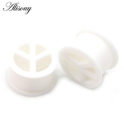 Alisouy 2 buc. dopuri flexibile pentru urechi din silicon Peace și tuneluri Kit de măsurare a urechilor cu dublu evazat, piercing, bijuterii pentru corp, întinderea urechilor