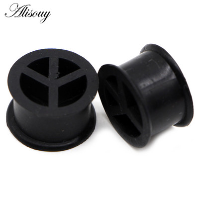 Alisouy 2 buc. dopuri flexibile pentru urechi din silicon Peace și tuneluri Kit de măsurare a urechilor cu dublu evazat, piercing, bijuterii pentru corp, întinderea urechilor