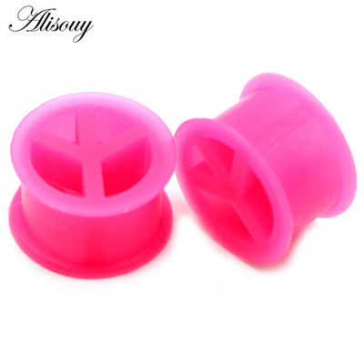 Alisouy 2 buc. dopuri flexibile pentru urechi din silicon Peace și tuneluri Kit de măsurare a urechilor cu dublu evazat, piercing, bijuterii pentru corp, întinderea urechilor