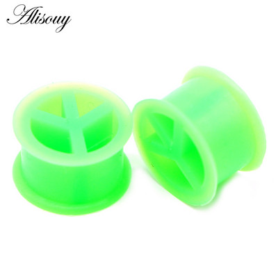 Alisouy 2 buc. dopuri flexibile pentru urechi din silicon Peace și tuneluri Kit de măsurare a urechilor cu dublu evazat, piercing, bijuterii pentru corp, întinderea urechilor