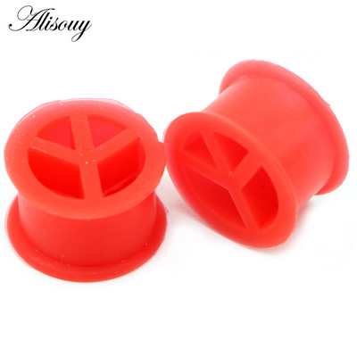 Alisouy 2 buc. dopuri flexibile pentru urechi din silicon Peace și tuneluri Kit de măsurare a urechilor cu dublu evazat, piercing, bijuterii pentru corp, întinderea urechilor