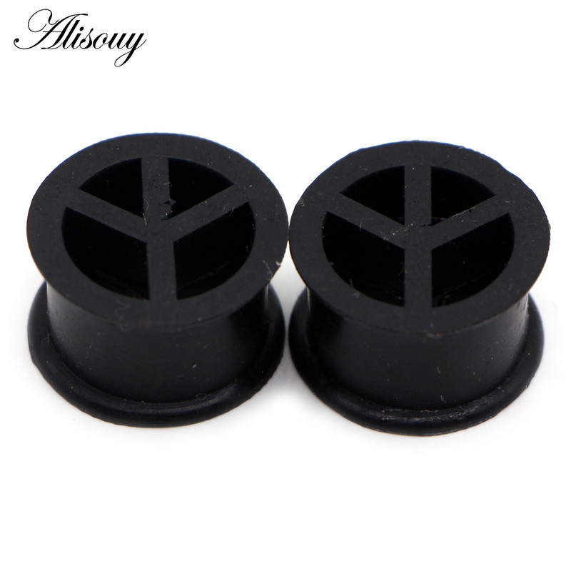 Alisouy 2 buc. dopuri flexibile pentru urechi din silicon Peace și tuneluri Kit de măsurare a urechilor cu dublu evazat, piercing, bijuterii pentru corp, întinderea urechilor