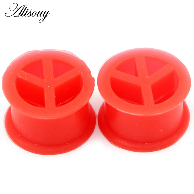 Alisouy 2 buc. dopuri flexibile pentru urechi din silicon Peace și tuneluri Kit de măsurare a urechilor cu dublu evazat, piercing, bijuterii pentru corp, întinderea urechilor