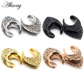 Alisouy 2 bucăți de 8 mm-30 mm picătură de apă, dopuri de urechi din oțel inoxidabil, tuneluri de expansiune, calibre pentru urechi, piercing pentru ureche, bijuterii pentru corp