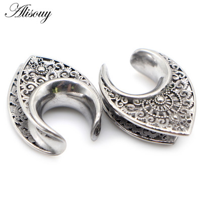 Alisouy 2 bucăți de 8 mm-30 mm picătură de apă, dopuri de urechi din oțel inoxidabil, tuneluri de expansiune, calibre pentru urechi, piercing pentru ureche, bijuterii pentru corp