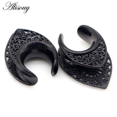 Alisouy 2 bucăți de 8 mm-30 mm picătură de apă, dopuri de urechi din oțel inoxidabil, tuneluri de expansiune, calibre pentru urechi, piercing pentru ureche, bijuterii pentru corp