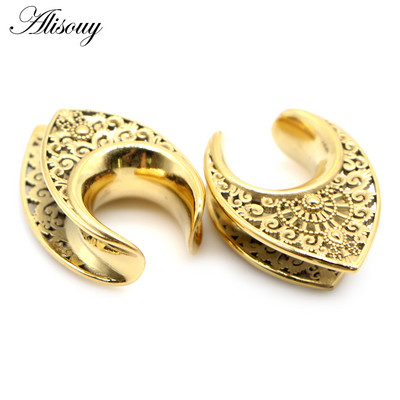 Alisouy 2 bucăți de 8 mm-30 mm picătură de apă, dopuri de urechi din oțel inoxidabil, tuneluri de expansiune, calibre pentru urechi, piercing pentru ureche, bijuterii pentru corp