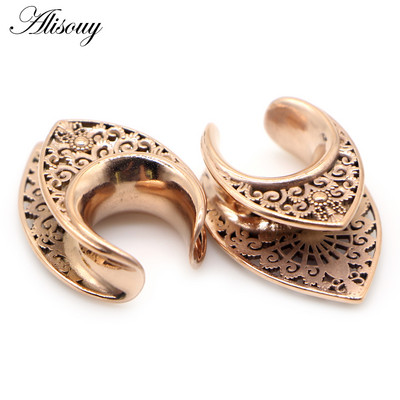 Alisouy 2 bucăți de 8 mm-30 mm picătură de apă, dopuri de urechi din oțel inoxidabil, tuneluri de expansiune, calibre pentru urechi, piercing pentru ureche, bijuterii pentru corp