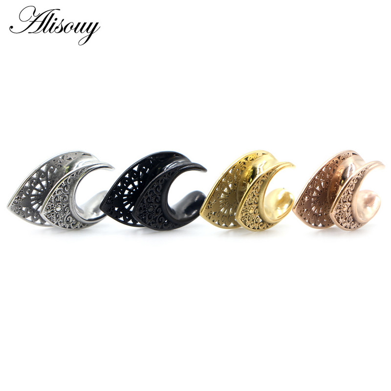 Alisouy 2 bucăți de 8 mm-30 mm picătură de apă, dopuri de urechi din oțel inoxidabil, tuneluri de expansiune, calibre pentru urechi, piercing pentru ureche, bijuterii pentru corp