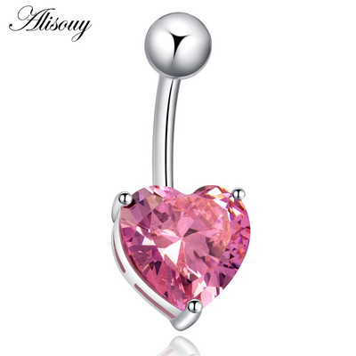 Alisouy 1db Love Heart CZ kristály szexi köldök köldök gyűrűk ezüstözött rozsdamentes acél női piercing testékszerek