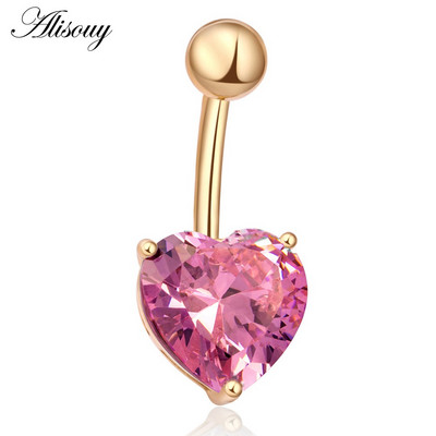 Alisouy 1db Love Heart CZ kristály szexi köldök köldök gyűrűk ezüstözött rozsdamentes acél női piercing testékszerek