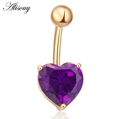 Alisouy 1db Love Heart CZ kristály szexi köldök köldök gyűrűk ezüstözött rozsdamentes acél női piercing testékszerek