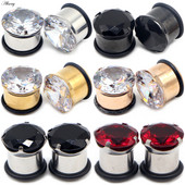 Alisouy 2vnt Punk nerūdijančio plieno krištolo cirkonio ausų tuneliai kištukai, varžtai tinka ausų minkštumui, ausų plėtikliai auskarų vėrimo kūno papuošalai