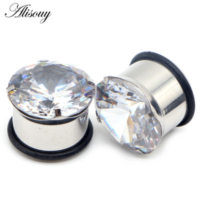 Alisouy 2vnt Punk nerūdijančio plieno krištolo cirkonio ausų tuneliai kištukai, varžtai tinka ausų minkštumui, ausų plėtikliai auskarų vėrimo kūno papuošalai