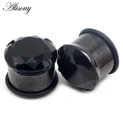 Alisouy 2vnt Punk nerūdijančio plieno krištolo cirkonio ausų tuneliai kištukai, varžtai tinka ausų minkštumui, ausų plėtikliai auskarų vėrimo kūno papuošalai