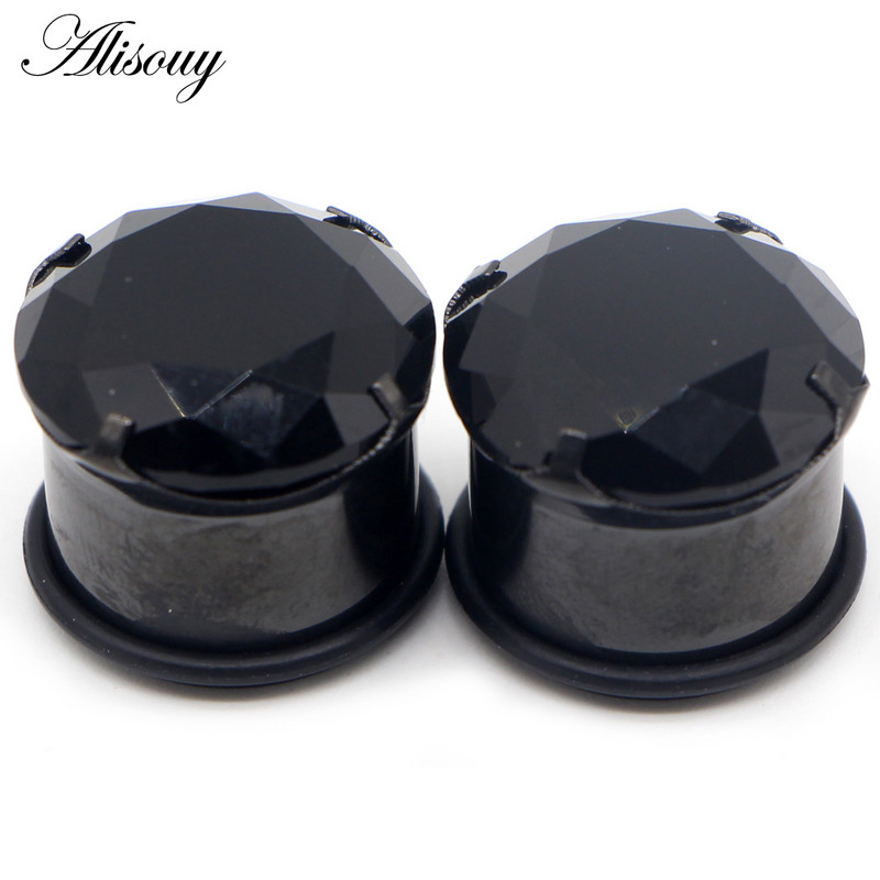 Alisouy 2vnt Punk nerūdijančio plieno krištolo cirkonio ausų tuneliai kištukai, varžtai tinka ausų minkštumui, ausų plėtikliai auskarų vėrimo kūno papuošalai