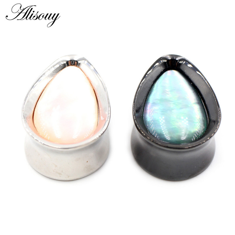 Alisouy 1vnt 8-25mm nerūdijančio plieno vandens lašas apvalkalas ausų tuneliai kištukai plėstuvai neštuvai matuokliai auskarai auskarai kūno papuošalai