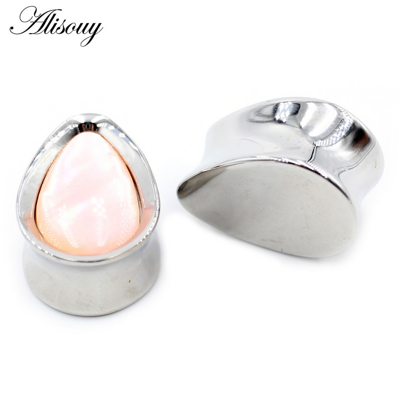 Alisouy 1vnt 8-25mm nerūdijančio plieno vandens lašas apvalkalas ausų tuneliai kištukai plėstuvai neštuvai matuokliai auskarai auskarai kūno papuošalai