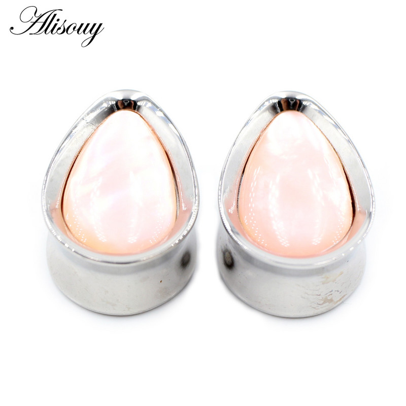 Alisouy 1vnt 8-25mm nerūdijančio plieno vandens lašas apvalkalas ausų tuneliai kištukai plėstuvai neštuvai matuokliai auskarai auskarai kūno papuošalai