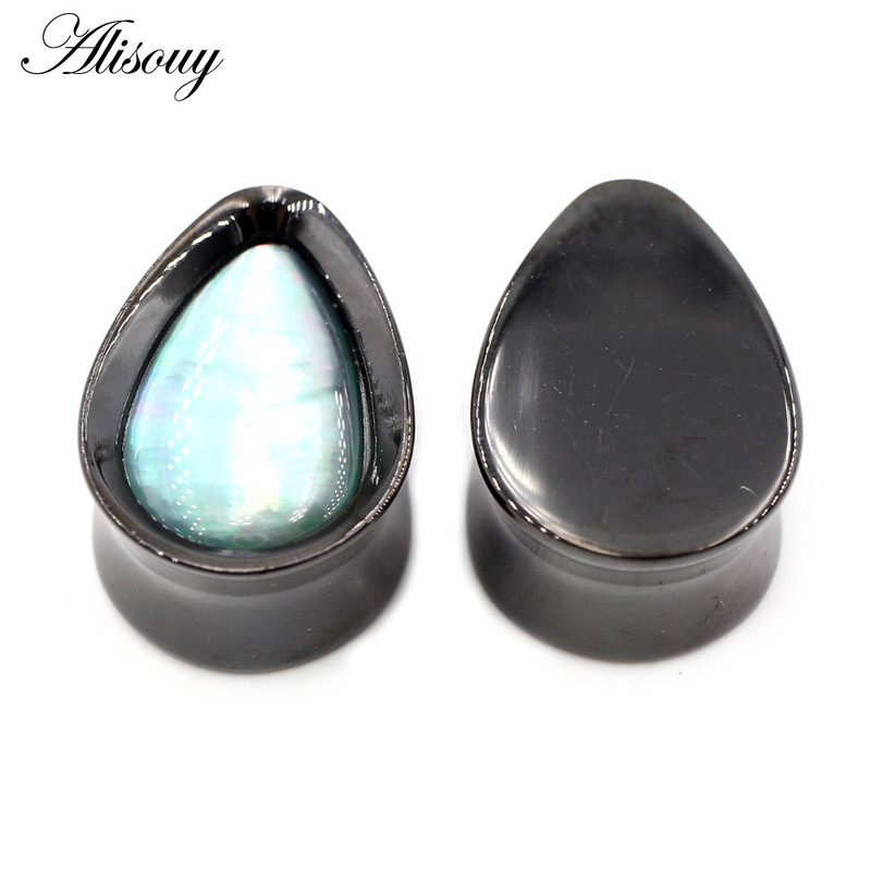 Alisouy 1vnt 8-25mm nerūdijančio plieno vandens lašas apvalkalas ausų tuneliai kištukai plėstuvai neštuvai matuokliai auskarai auskarai kūno papuošalai