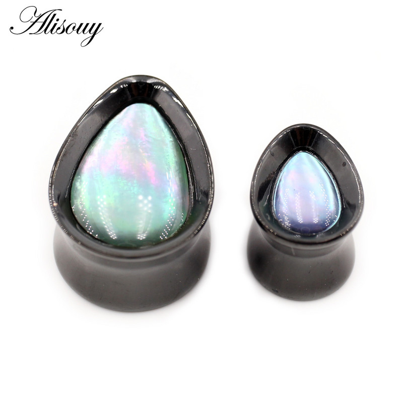 Alisouy 1vnt 8-25mm nerūdijančio plieno vandens lašas apvalkalas ausų tuneliai kištukai plėstuvai neštuvai matuokliai auskarai auskarai kūno papuošalai