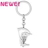 NEWEI Helovinas, nerūdijantis plienas, dengtas sidabru Mirties kaukolė Reaper raktų pakabukai pakabukai gyvūnai papuošalai moterims festivalio dovana