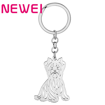 NEWEI Неръждаема стомана със сребърно покритие West Highland White Terrier Ключодържатели за кучета Сладки бижута за домашни любимци за жени, тийнейджъри, висулка, подаръци