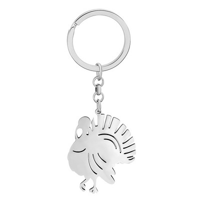 NEWEI Padėkos dienos nerūdijančio plieno paauksuoto kalakuto raktų pakabukai Saldūs gyvūnai Raktų pakabukai Papuošalai moterims Grotelės Krepšys Charms Grandinė