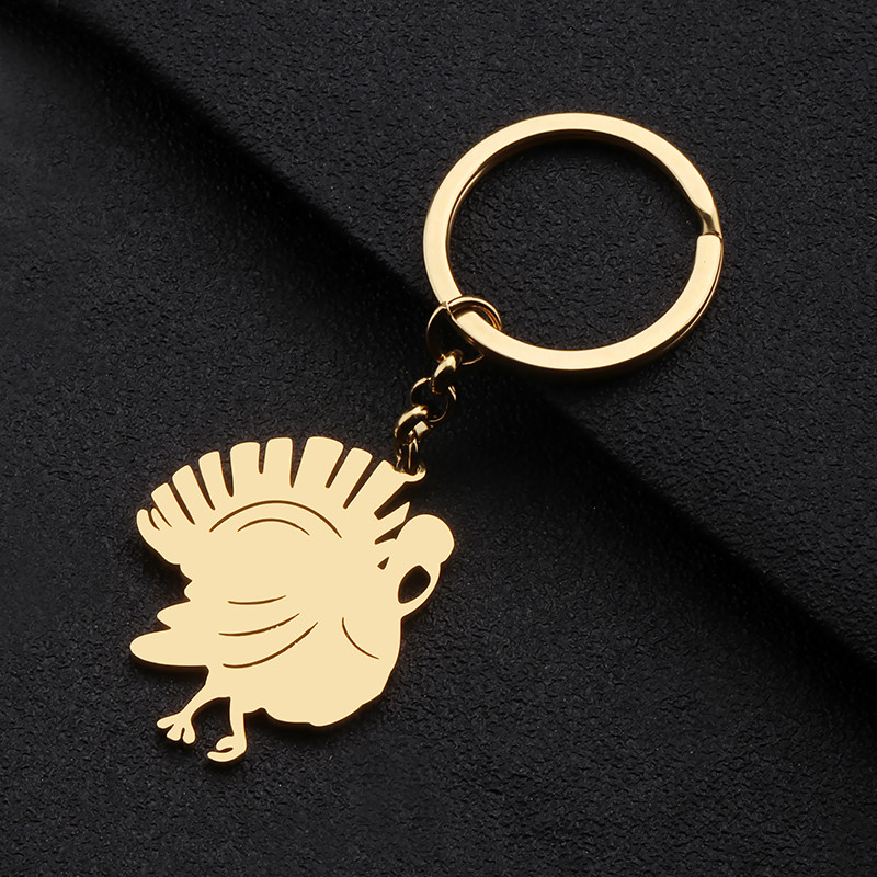 NEWEI Padėkos dienos nerūdijančio plieno paauksuoto kalakuto raktų pakabukai Saldūs gyvūnai Raktų pakabukai Papuošalai moterims Grotelės Krepšys Charms Grandinė