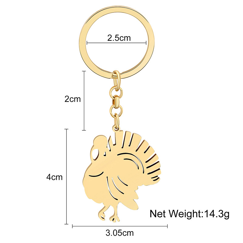NEWEI Padėkos dienos nerūdijančio plieno paauksuoto kalakuto raktų pakabukai Saldūs gyvūnai Raktų pakabukai Papuošalai moterims Grotelės Krepšys Charms Grandinė