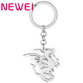 NEWEI Nerūdijančio plieno Sidabruotas Naujienos Uodegos Dinozauras Mitinis Drakonas Raktų Pakabukai Metalinės Grandinėlės Papuošalai Moterims Dovanos