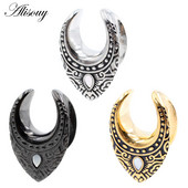 Alisouy 1 buc din oțel inoxidabil picătură de apă coajă șa tunel ureche dopuri expansor targă calibre cercei piercing bijuterii pentru corp