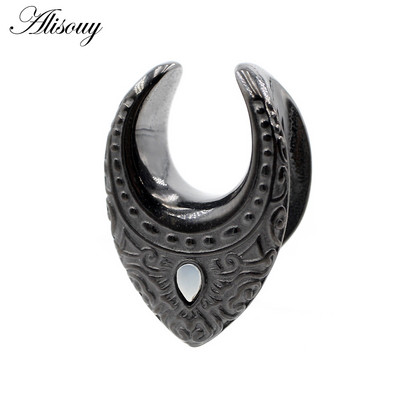 Alisouy 1 buc din oțel inoxidabil picătură de apă coajă șa tunel ureche dopuri expansor targă calibre cercei piercing bijuterii pentru corp