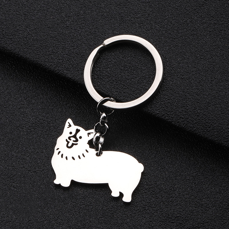 NEWEI Raktų pakabukai Nerūdijantis plienas Paauksuotas Corgi Dog Saldus šuniukas Pet Automobilinis Raktų Krepšys Pakabukai Gyvūnai Papuošalai Moterims Paauglėms Dovanos