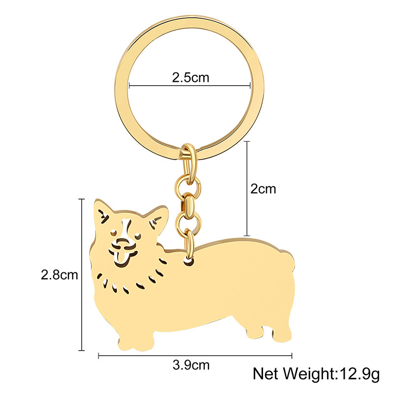 NEWEI Raktų pakabukai Nerūdijantis plienas Paauksuotas Corgi Dog Saldus šuniukas Pet Automobilinis Raktų Krepšys Pakabukai Gyvūnai Papuošalai Moterims Paauglėms Dovanos