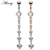 Alisouy 1vnt Subtilus medicininis nerūdijančio plieno krištolinis cirkonis, kutas, kabantis, bamba, sagos žiedas, auskarų vėrimas, kūno papuošalai