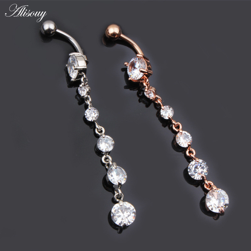 Alisouy 1vnt Subtilus medicininis nerūdijančio plieno krištolinis cirkonis, kutas, kabantis, bamba, sagos žiedas, auskarų vėrimas, kūno papuošalai