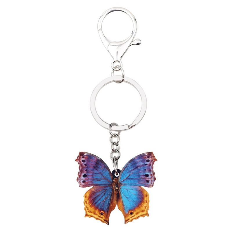 „Bonsny Acrylic“ unikalūs spalvingi drugeliai raktų pakabukai raktų pakabukas žiedas gyvūnų papuošalai moterims mergaičių rankinė piniginė vabzdžių žavesiai dovana