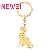 NEWEI Breloc pentru câini Labrador Retriever placat cu aur din oțel inoxidabil Breloc cu pandantiv Bijuterii dulci pentru animale de companie pentru femei Animale Brelocuri