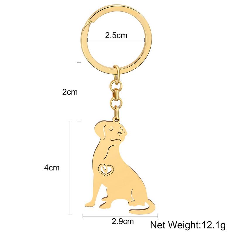 NEWEI Breloc pentru câini Labrador Retriever placat cu aur din oțel inoxidabil Breloc cu pandantiv Bijuterii dulci pentru animale de companie pentru femei Animale Brelocuri