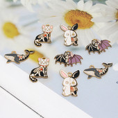 Amestecați 10 buc/pachet emailat balenă schelet pisică liliac iepure aliaj farmec pandantive de Halloween pentru cercei brățară bijuterii DIY face C434